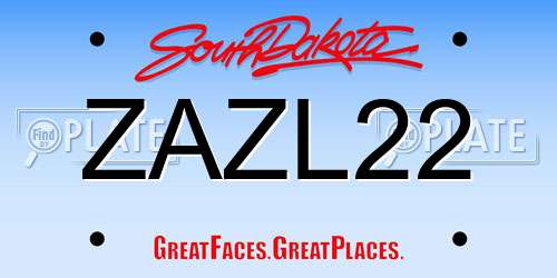 ZAZL22 South Dakota License Plate