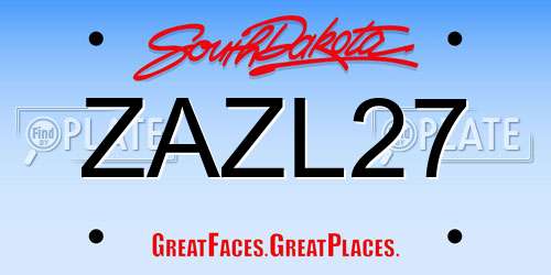 ZAZL27 South Dakota License Plate