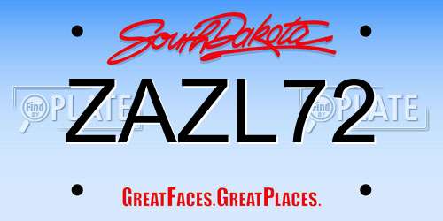 ZAZL72 South Dakota License Plate