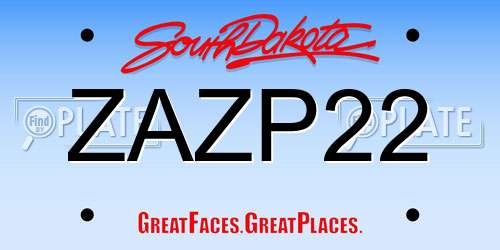 ZAZP22 South Dakota License Plate