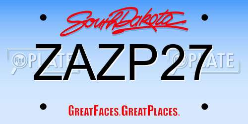 ZAZP27 South Dakota License Plate