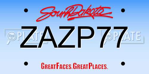 ZAZP77 South Dakota License Plate