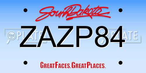 ZAZP84 South Dakota License Plate