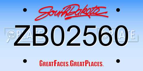 ZB02560 South Dakota License Plate