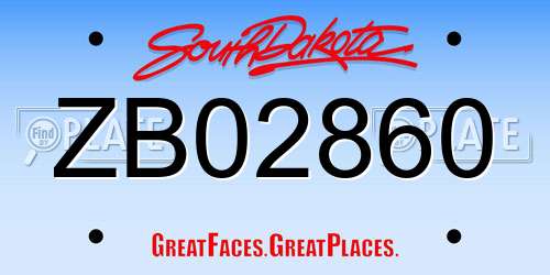 ZB02860 South Dakota License Plate