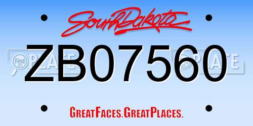 ZB07560 South Dakota License Plate