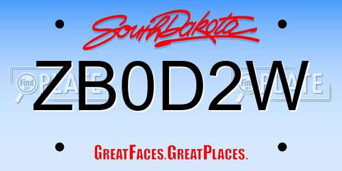 ZB0D2W South Dakota License Plate