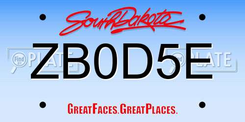 ZB0D5E South Dakota License Plate