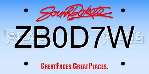 ZB0D7W South Dakota License Plate