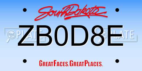 ZB0D8E South Dakota License Plate