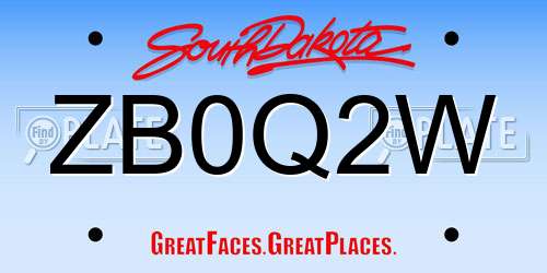 ZB0Q2W South Dakota License Plate