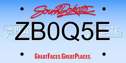 ZB0Q5E South Dakota License Plate