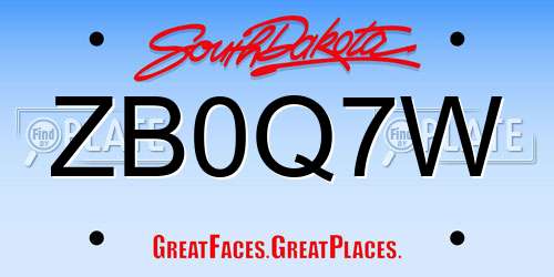 ZB0Q7W South Dakota License Plate