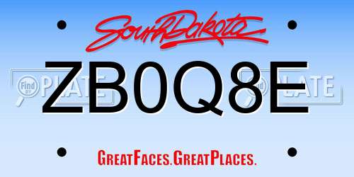 ZB0Q8E South Dakota License Plate