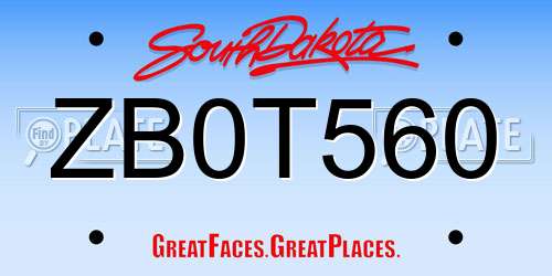 ZB0T560 South Dakota License Plate