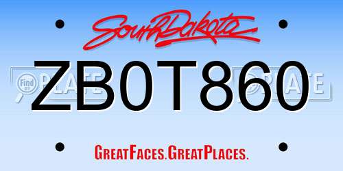 ZB0T860 South Dakota License Plate