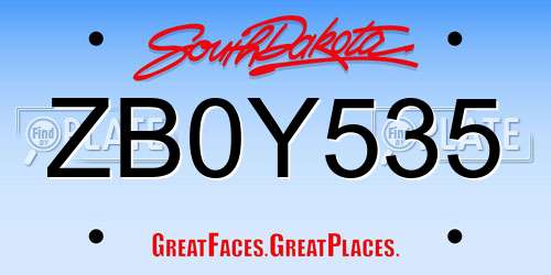 ZB0Y535 South Dakota License Plate