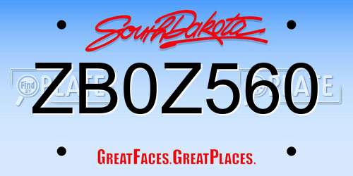 ZB0Z560 South Dakota License Plate