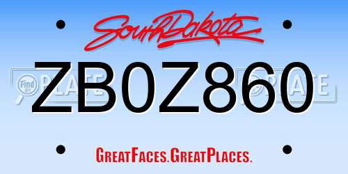 ZB0Z860 South Dakota License Plate
