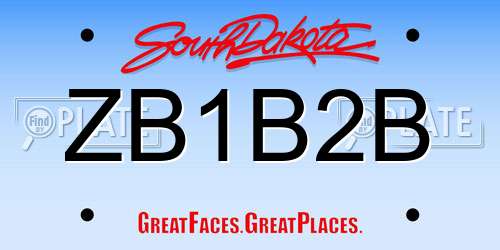 ZB1B2B South Dakota License Plate