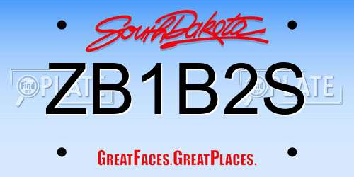 ZB1B2S South Dakota License Plate