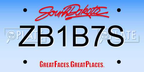 ZB1B7S South Dakota License Plate