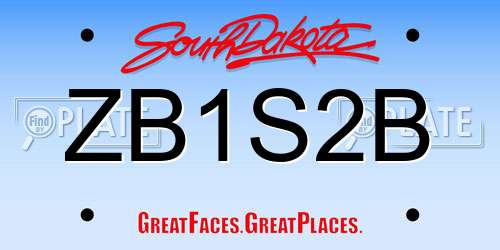 ZB1S2B South Dakota License Plate