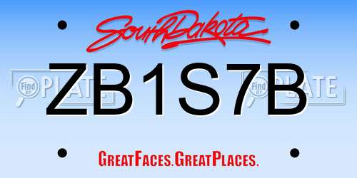 ZB1S7B South Dakota License Plate