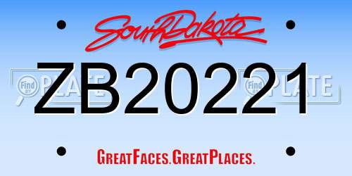 ZB20221 South Dakota License Plate