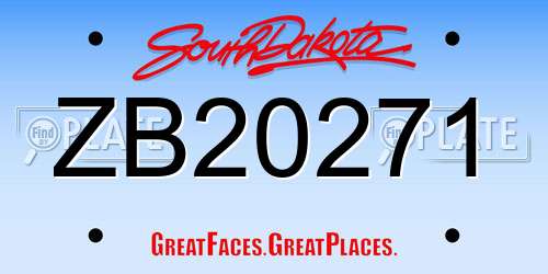ZB20271 South Dakota License Plate