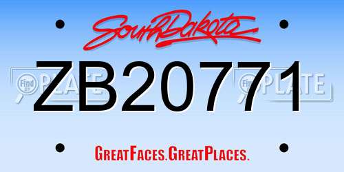 ZB20771 South Dakota License Plate