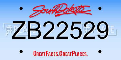 ZB22529 South Dakota License Plate
