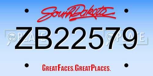 ZB22579 South Dakota License Plate