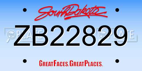 ZB22829 South Dakota License Plate