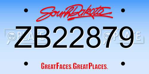 ZB22879 South Dakota License Plate