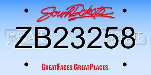ZB23258 South Dakota License Plate
