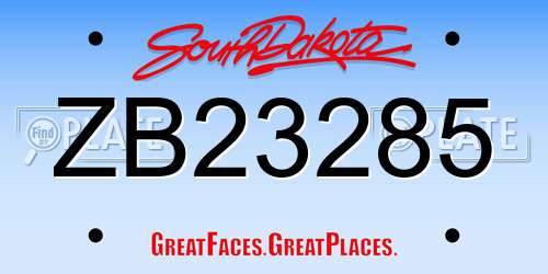 ZB23285 South Dakota License Plate