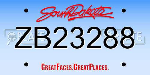 ZB23288 South Dakota License Plate