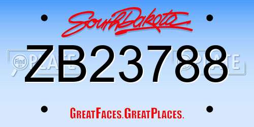 ZB23788 South Dakota License Plate