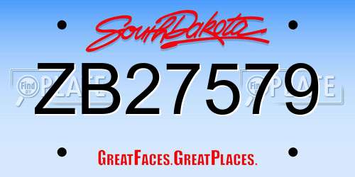 ZB27579 South Dakota License Plate