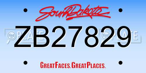 ZB27829 South Dakota License Plate