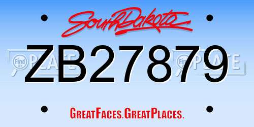 ZB27879 South Dakota License Plate