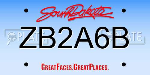 ZB2A6B South Dakota License Plate