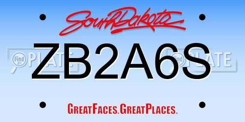 ZB2A6S South Dakota License Plate