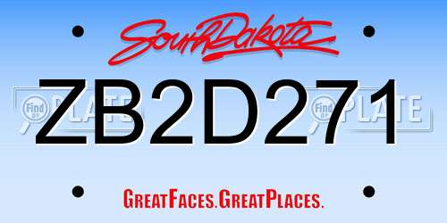 ZB2D271 South Dakota License Plate