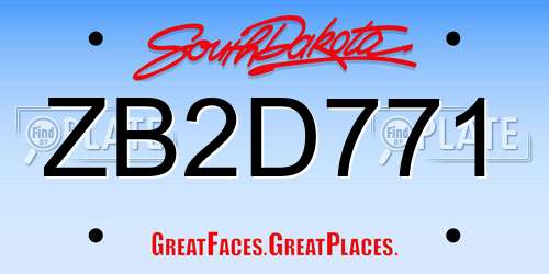 ZB2D771 South Dakota License Plate