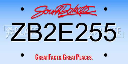 ZB2E255 South Dakota License Plate