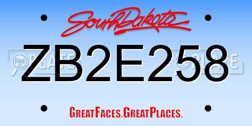 ZB2E258 South Dakota License Plate