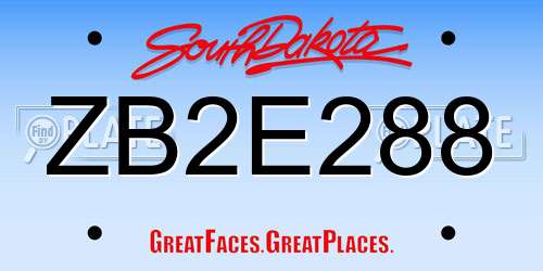 ZB2E288 South Dakota License Plate