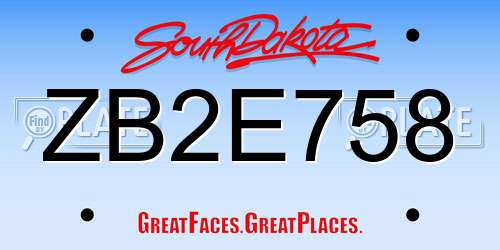 ZB2E758 South Dakota License Plate